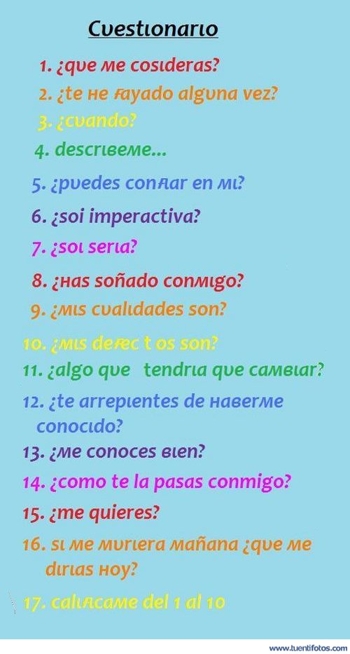 Textos de Cuestionario Para Colegas Sinceros