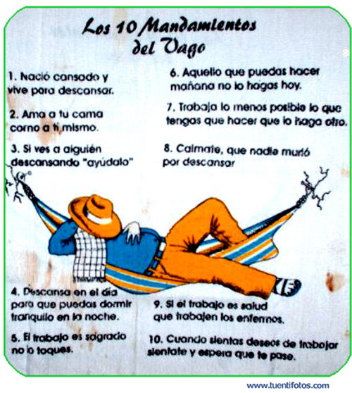 Textos de Los 10 Mandamientos Del Vago II