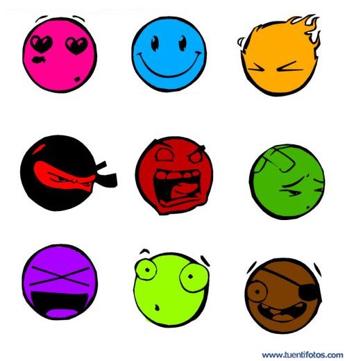 Dibujos de Nueve Iconos De Caras