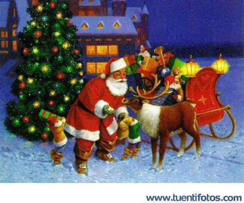 Navidad de Papá Noel Alimenta A Rudolf