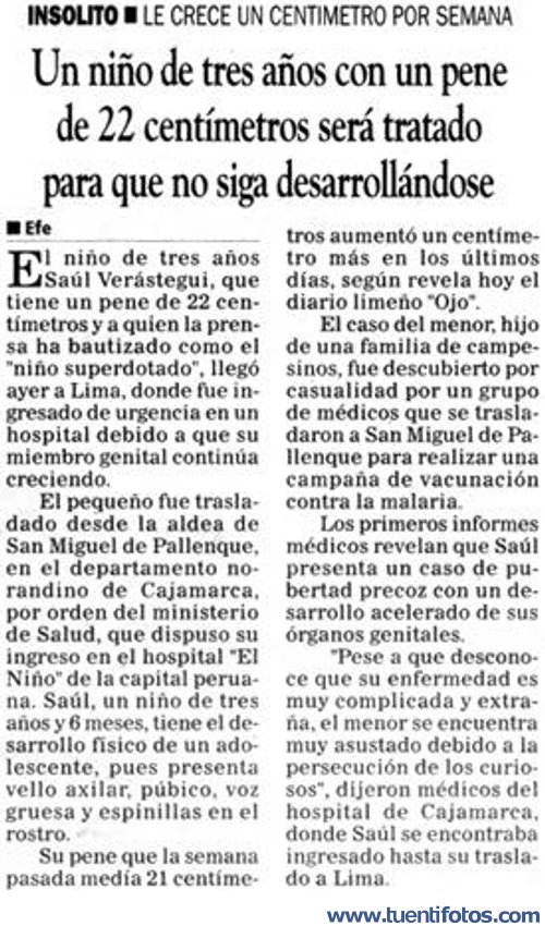 Textos de Niño Con Pene De 22 Centímetros